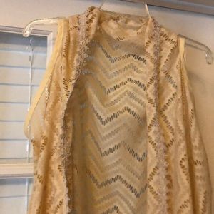 Cream long tunic vest